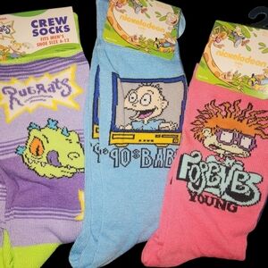 Nickelodeon Rugrats Crew Socks - Blue, Pink, Purple